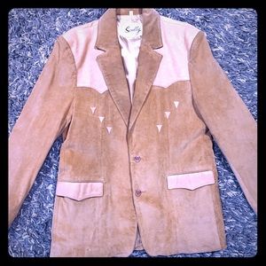 Scully Tan Leather Blazer, Size 44, Western Flair